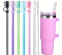 TEMU Juego de Brillantes Reutilizables con Tapas para Vasos Tumblers de 40oz, 30oz y 20oz - Cepillo de Limpieza, Plástico Duradero, para Cocina y Comedor