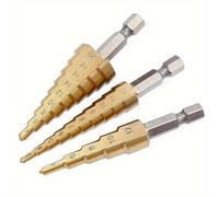 TEMU Juego de brocas escalonadas HSS recubiertas de 3 piezas, multi-tamaño y precisión, broca duradera para madera y metal, herramienta de perforación versátil