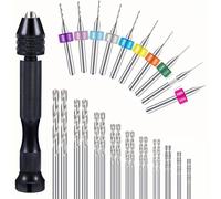 TEMU Juego de brocas para taladro manual de 31 piezas, que 20 brocas helicoidales herramientas rotativas, para polímero de resina, artesanía de madera, fabricación de joyería y grabado