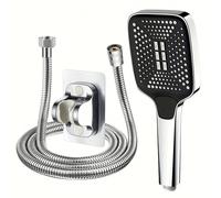 TEMU Juego de Cabezal de Ducha Cuadrado de Presión y Refrescante con Soporte de Pared y Manguera de 1.5m - Flujo de Agua Mejorado, Instalación Fácil para Mejora del Baño