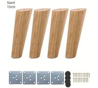 TEMU Juego de cónicas inclinadas de madera para muebles, completo con 4 placas, 4 almohadillas y 21 tornillos para reemplazo en sofás, mesitas auxiliares, soportes de TV, camas y tocadores