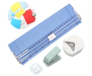 TEMU Juego de cortador de papel A4 con cuchillas de repuesto, redondeador de esquinas de 3 mm y perforadora de un solo orificio, ideal para cortar papel, fotos y tarjetas