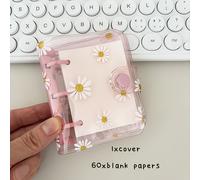 TEMU Juego de Cuadernos con Margaritas y 3 Agujeros, Diario de Bolsillo para Carpeta Mini con 60 Hojas , Libreta de