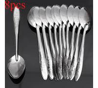 TEMU Juego de cucharas para postre de acero inoxidable, diseño elegante, cuchara larga para helado y , para utensilios de cocina