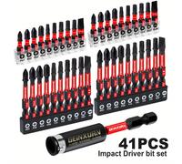 TEMU Juego de destornilladores de impacto de 41 piezas, 1" (25 mm) y 2" (50 mm), con barra de extensión de 75 mm, cruz, estrella, cuadrado, y cabeza .
