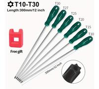 TEMU Juego de destornilladores hexagonales extendidos magnéticos rojos 6+1 piezas, de varilla 300 mm/12 pulgadas, cabezal de material de acero al T10T15T20T25T27T30 con imán