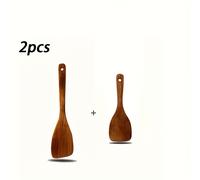 TEMU Juego de espátula y cuchara - Utensilios de cocina de madera, antiarañazos y resistentes a altas temperaturas