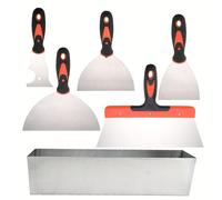 TEMU Juego de espátulas - Juego de 6 espátulas de acero inoxidable, raspador de cinta, raspador de pintura, bandeja para masilla