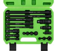 TEMU Juego de extensión de llaves de impacto SWANLAKE de 18 piezas, ajuste universal giratorio, 1/4" de profundidad, adaptador de llave de 1/2", barra de extensión, 3 acoplamientos de ratchet, acero