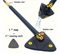 TEMU Juego de Fregona Triangular 360° - Uso y Húmedo para una de Suelos, Techos, Paredes y Vidrio - Acero Inoxidable/Plástico, Ideal para Dormitorio, Baño, Cocina,
