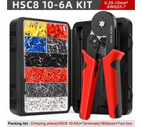 TEMU Juego de herramientas de crimpado con carraca hexagonal autoajustable, de herramientas con crimpadora hexagonal AWG23-7 y 1800 terminales de conector