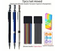 TEMU Juego de Lápices Mecánicos 2.0 con Sacapuntas, Recambio de Grafito 2.0mm 2B para Escritura, , , Pintura y Lápices Automáticos de Papelería de Oficina ( + 2 Cajas de Recambios + 1 + 1 Sacapuntas)