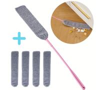 TEMU Juego de limpieza del hogar de 5 piezas: plumero electrostático para polvo debajo de la cama y en ranuras, quitapolvo para sofá y fregona especializada con paños de limpieza reemplazables