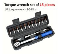 TEMU Juego de llave dinamométrica ajustable profesional 1/4"-2-24Nm, adecuado para el de bicicletas y motocicletas, estructura metálica duradera