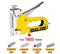 TEMU Juego de manual - 4 en 1 para madera, tela, muebles, fieltro para techos - Pistola de grapas, disponible con juego de 1600 y 800 grapas