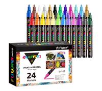 TEMU Juego de Marcadores Acrílicos de 12/18/24 Colores, Puntas Medianas, Kit Profesional para