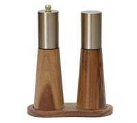 TEMU Juego de molinillo de con base de madera, salero y molinillo de pimienta manual de acero inoxidable, grosor ajustable, ideal para cocina, , picnic