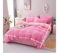 TEMU Juego de Nórdica de Peluche Largo de 3 Piezas, 1 Nórdica y 2 Fundas de Almohada, Serie Rosa, Conjunto de Ropa de Cama para el Hogar