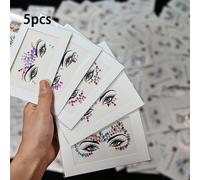 TEMU Juego de Pegatinas Temporales para el Rostro con Gemas Brillantes - Adornos Decorativos Adecuados para Festivales, Cosplay y Fiestas