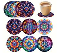 TEMU Juego de Posavasos de Madera Mandala 2025 , 6 Piezas | Resistentes al y Antideslizantes | para Fiestas Navideñas | Decoración Creativa de Pared | de Mesa de Café | Set de Regalo para las Fiestas