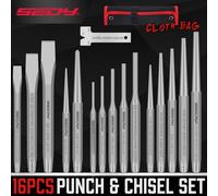 TEMU Juego de Punzones y Cinceles de Precisión SEDY de 16 piezas | Punzón , Punzón de Pestaña, Punzón Central, Cinceles Fríos y Calibre, Acero al , , Plateado