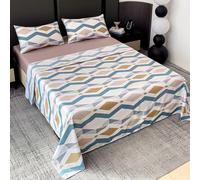 TEMU Juego de Sábanas de 3 o 4 Piezas con Estampado, Juego de Cama y Transpirable, Sábana Encimera + Sábana Bajera Ajustable + Fundas de Almohada de Sobre