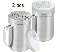 TEMU Juego de saleros y pimenteros de acero inoxidable con , 10Oz - Dispensadores de condimentos duraderos con tapas perforadas, 2 piezas de utensilios de cocina esenciales