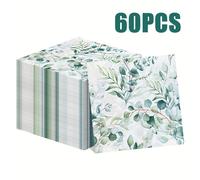 TEMU Juego de Servilletas Desechables de 20/40/60 piezas con Estampado de Hoja de Eucalipto para Decoración de Restaurantes y Fiestas, Tamaño 13*13 pulgadas