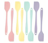 TEMU Juego de silicona nórdico colorido de 8 piezas, espátula pequeña antiadherente resistente al , mini juego de silicona para hornear, adecuado para crema , utensilios de cocina ()