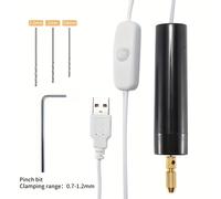 TEMU Juego de taladro eléctrico mini portátil USB de 5 piezas, taladro de , 3 tamaños de brocas (0.8/1.0/1.2 mm), herramientas de perforación eléctrica