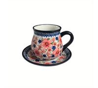 TEMU Juego de taza y de café con diseño floral, 1 pieza, taza de cerámica pintada a con forma de tetera, estética, estilo vintage, vajilla para del té de , regalo para el hogar, capacidad 220 ml
