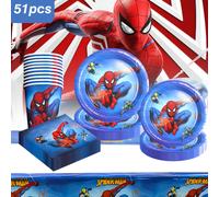 TEMU Juego de taza y , juego de vajilla temático de -Man de Marvel de 51 piezas, de papel, servilletas, mantel y vaso para agua. para fiestas de , decoraciones de graduación y como regalo festivo
