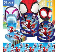 TEMU Juego de taza y , juego de vajilla temático de Marvel de 51 piezas, de papel, servilletas, mantel y vaso de agua. para fiestas de , decoraciones de graduación festivos. Ideal para uso diario.