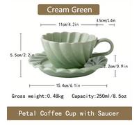 TEMU Juego de Taza y Platillo Cerámico con Forma de Pétalo de 8.5 oz para Café - Ideal para Postres de Tarde o Té, Vaso de Agua con Bandeja de Porcelana Regalo para Oficina o Hogar