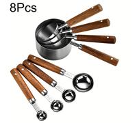 TEMU Juego de tazas y cucharas de de de 1/4/8 piezas - Herramientas y aditamentos de cocina con acabado plateado para hornear