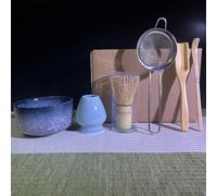 TEMU Juego de té Matcha de 6 piezas, Whisky Matcha, de bambú y caddy, Soporte de whisky de cerámica, Colador, Kit de de Matcha a