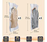 TEMU Juego Extendido de 6 Bolsas de Almacenamiento al Vacío para Colgar, Bolsas Selladas al Vacío Reutilizables para Ahorrar para Ropa, Abrigos, Trajes, Chaquetas y Vestidos
