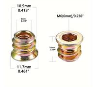 TEMU Juego surtido de 40 piezas de tornillos para muebles M6 con tuerca, insertos roscados para madera, perno de fijación, conector con hexagonal para muebles de madera