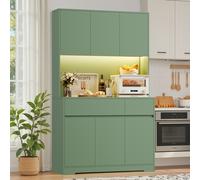 TEMU Kealive Armario Grande de Cocina, Aparador, Buffet, Mueble de Cocina, Armario de Almacenamiento, Armario para Vajilla, con Puertas y Cajones, Estantes Ajustables, en 2 Paquetes
