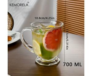 TEMU KEMORELA 1 Taza de Vidrio Retro de Gran Capacidad - , Solo a , para Té Helado, , Café y Leche | Regalo Ideal para el Hogar o Restaurantes
