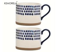 TEMU KEMORELA 2 piezas Taza de café de cerámica Taza de café de cerámica Taza de para desayuno Taza de agua pintada a con asa para microondas