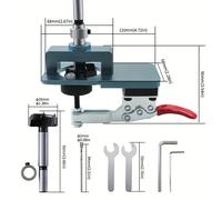 TEMU Kit de 1 guía de perforación para bisagras ocultas/plantilla de perforación para bisagras de - 1 juego, abridor de agujeros para bisagras de aleación de aluminio, punzón y localizador