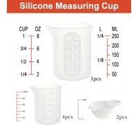 TEMU Kit de 7 vasos medidores, que 1 vaso de 250 ml, 4 vasos de antiadherentes de 100 ml y 2 dispensadores de vasos de molde de 10 ml, para moldes de fundición, fabricación de joyas, manualidades
