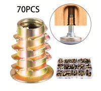 TEMU Kit de 70 Piezas de Insertos Roscados para Madera, Conectores de para Muebles, Juego de Destornilladores de Hexágono para Muebles de Madera