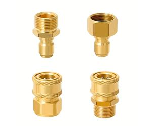 TEMU Kit de adaptador de hidrolavadora de latón de presión de 4 piezas de resistencia con conexión y desconexión rápida - Conector M22-14mm a 1/4", guía de almacenamiento e instalación, de 1/4"