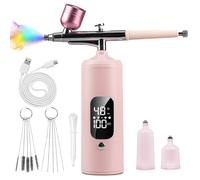 TEMU Kit de aerógrafo de 48 PSI con compresor, aerógrafo inalámbrico para manicura y pedicura, decoración de pasteles, maquillaje y modelismo (Rosa y Negro)