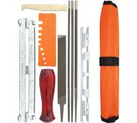 TEMU Kit de afilado de sierras - de 5/32, 3/16 y 7/32 pulgadas, mango de madera, calibrador de profundidad, guía de afilado y bolsa de herramientas - para afilar y pulir sierras y otras cuchillas