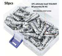 TEMU Kit de anclajes para paneles de yeso auto-perforantes con tornillos, 30/50 piezas, 25/50 anclajes de pared de metal de resistencia y 25/50 tornillos de acero inoxidable 304 #8 X 1.38 pulgadas