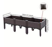 TEMU Kit de Cama de Jardín Elevada, Macetas Elevadas con Patas Desmontables, Camas de Plástico para Verduras, Hierbas y Flores en Interior y Exterior, Montaje Fácil, 120cm*40cm*38cm