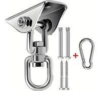 TEMU Kit de colgador de hamaca giratorio 360° | Ganchos de acero inoxidable de resistencia para yoga, sacos de boxeo, sillas hamaca, porche - Color plateado
